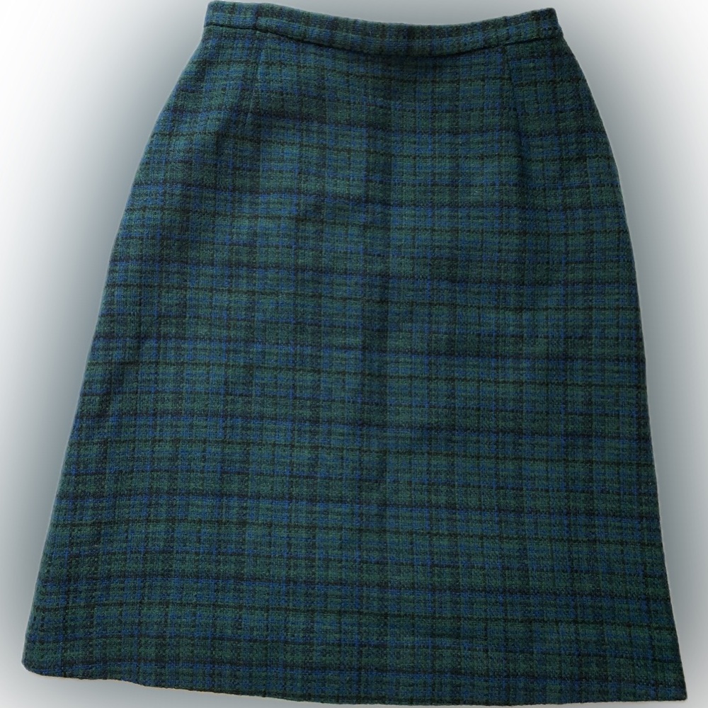 Pendleton Green and Navy Plaid Pencil Skirt